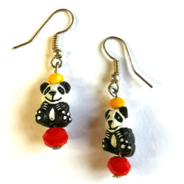 boucles oreilles createur animal totem boheme panda etoile perle