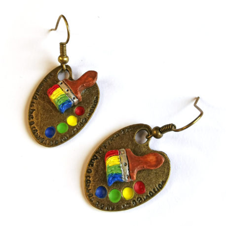 boucles oreilles createur palette pinceau peinture