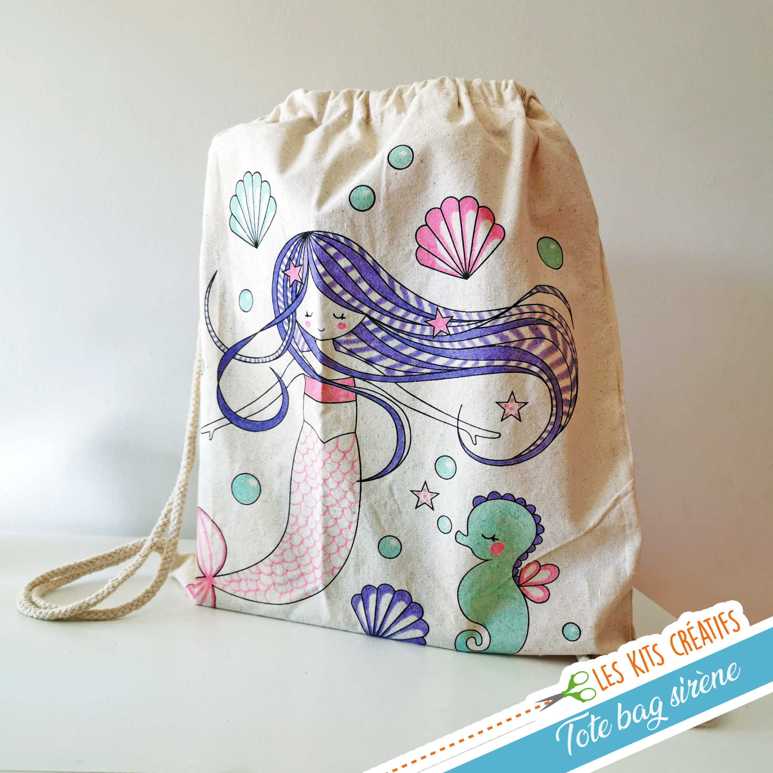 Kit créatif DIY - Tote bag sirène à customiser