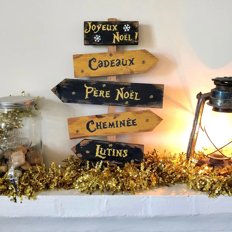 diy panneau directionnel bois noel