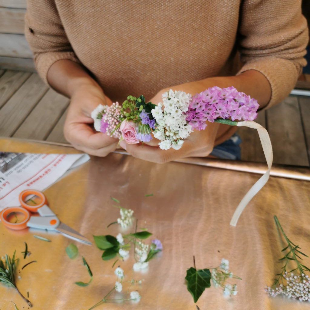 atelier diy art floral evjf couronne bracelet fleur