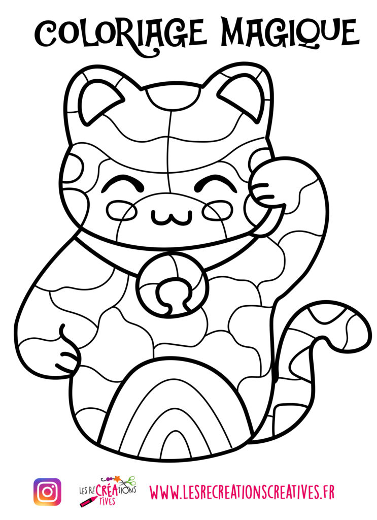 coloriage magique art therapie doodle zentangle maneki neko