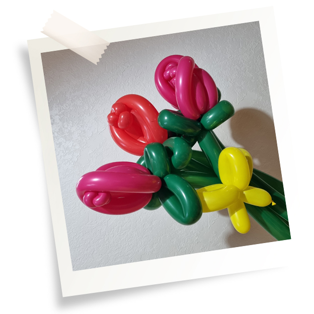 sculpture ballon fleur rose