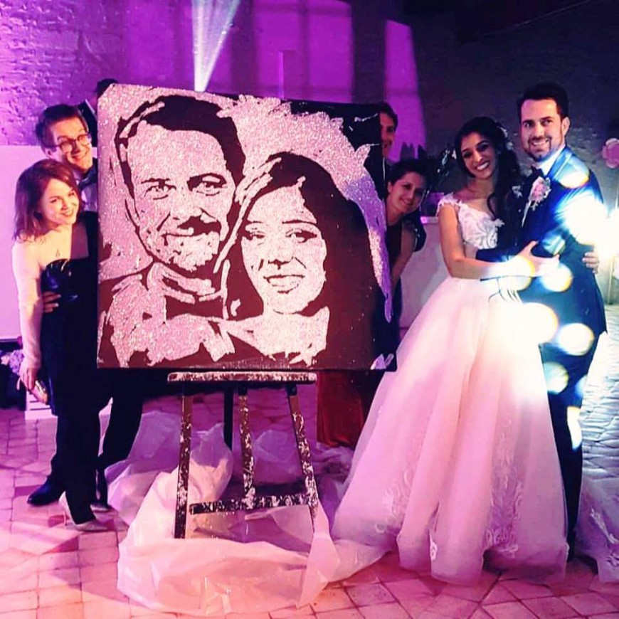 speed painting mariage tableau paillette