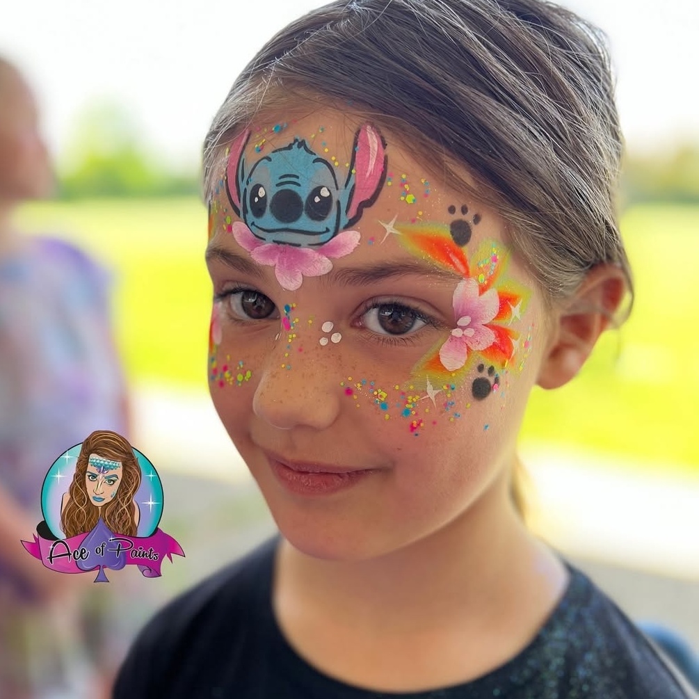 maquillage enfant stitch avec pochoir