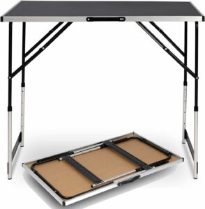 table pliante legere pieds reglables hauteur stand maquillage artistique enfant