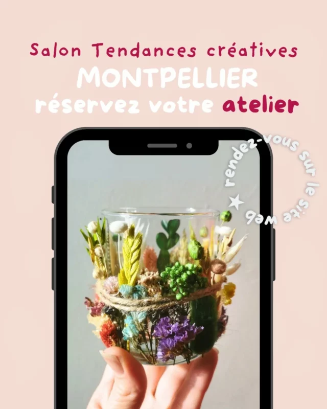 ✨ Réservez votre place dès maintenant ! ✨

Vous êtes passionné(e) par le DIY et les loisirs créatifs ?
Ne manquez pas l’événement incontournable de l’année : le salon Tendances Creatives de Montpellier du 6 au 9 Mars 2025.

Plongez dans mon univers grâce aux ateliers créatifs que j'animerai :

• Pour les adultes : laissez parler votre originalité en décorant un bougeoir, en customisant un tote bag, en créant un porte bijoux coquillage ou en assemblant des fleurs séchées sur un photophore.

• Pour les enfants : offrez-leur l’opportunité de fabriquer baby Groot des gardiens de la galaxie ou une mandragore d'Harry Potter en pâte à modeler autodurcissante, ou encore de concevoir de fantastiques décorations de Pâques.

Imaginez un moment rien que pour vous, convivial, bienveillant d'où vous repartez avec VOTRE création unique ! 

Les places sont limitées, alors réservez en ligne dès maintenant pour garantir votre participation à l'un des ateliers !
↪️www.tendances-creatives.com/ateliers-montpellier